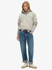 Superdry Grey Athletic Essential Appliqué Half Zip 100% Sweat Top - Image 3 of 6
