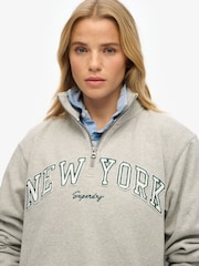 Superdry Grey Athletic Essential Appliqué Half Zip 100% Sweat Top - Image 4 of 6