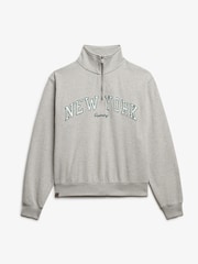 Superdry Grey Athletic Essential Appliqué Half Zip 100% Sweat Top - Image 5 of 6