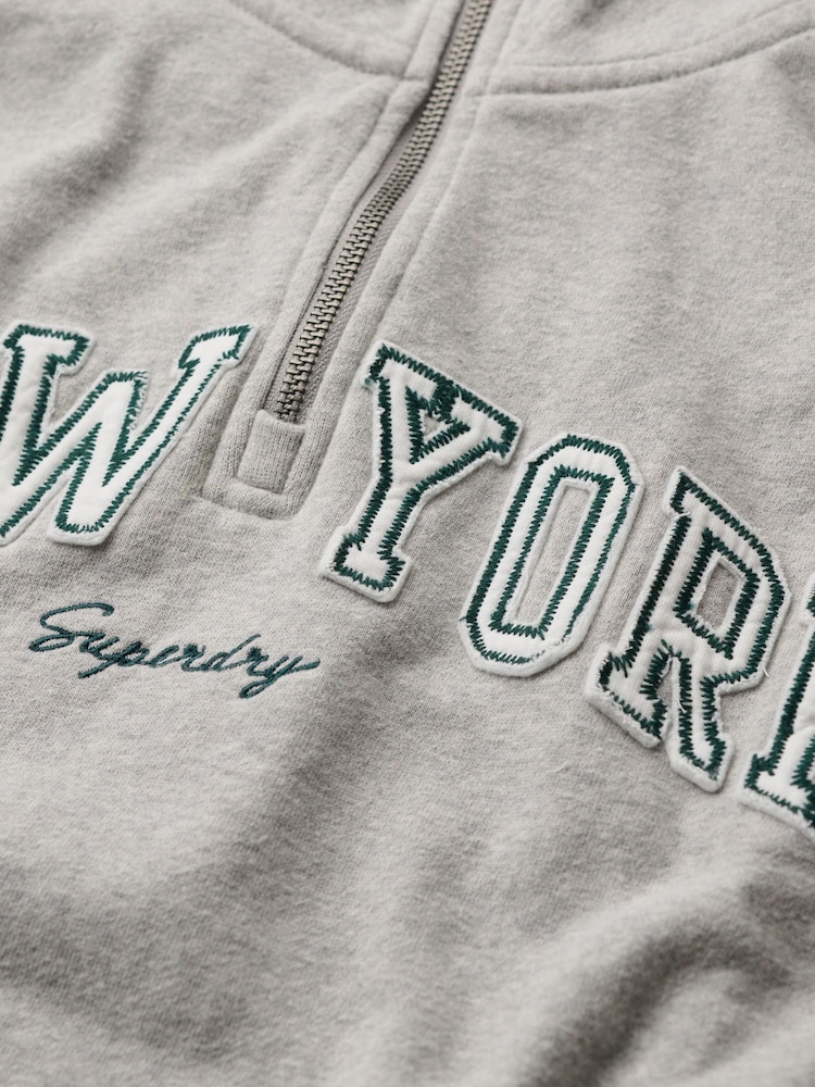 Superdry Grey Athletic Essential Appliqué Half Zip 100% Sweat Top - Image 6 of 6