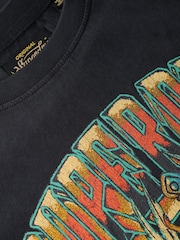 Superdry Black Biker Rock Graphic Relaxed T-Shirt - Image 6 of 6