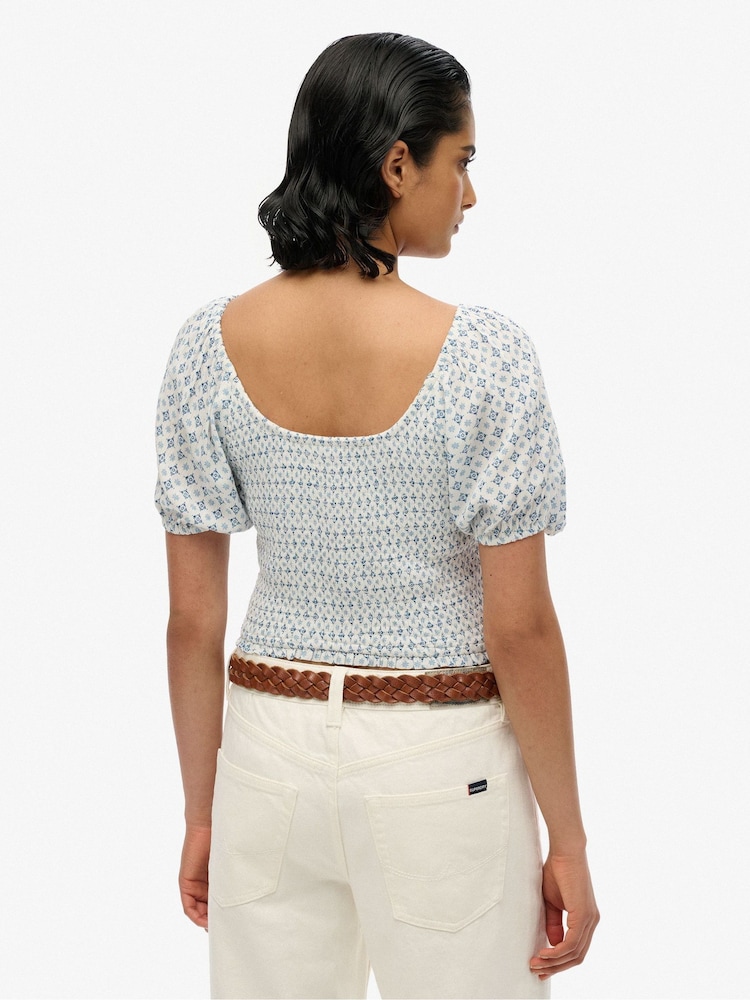 Superdry Smocked Woven Top - Image 2 of 8