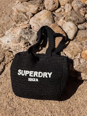 Negro - Superdry Crochet City 100% Cotton Tote Bag - Imagen 1 de 3
