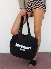 Negro - Superdry Crochet City 100% Cotton Tote Bag - Imagen 2 de 3