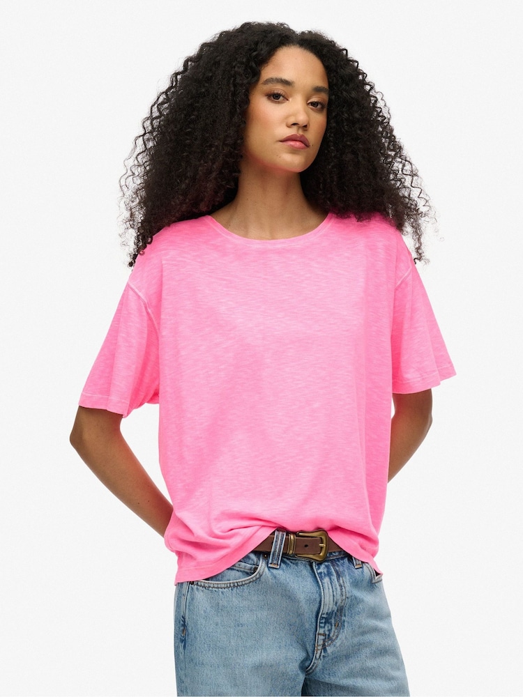 Superdry Pink Studios Dropped Shoulder T-Shirt - Image 1 of 6 Superdry Pink Studios Dropped Shoulder T-Shirt - Image 1 of 6
