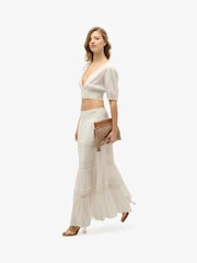 Superdry White Ibiza Lace Mix Maxi Skirt - Image 3 of 5