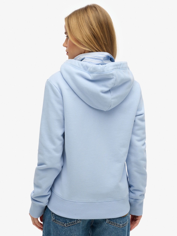 Superdry Light Blue Essential Logo Zip Hoodie - Image 2 of 4