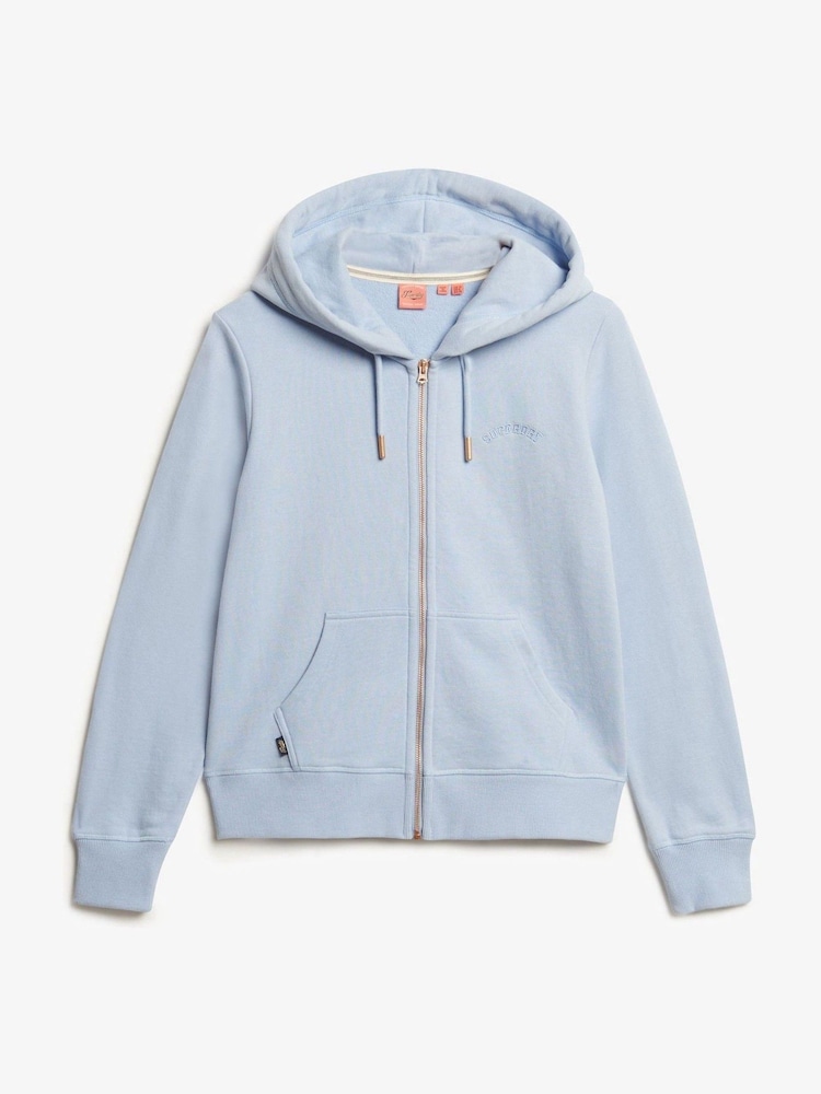 Superdry Light Blue Essential Logo Zip Hoodie - Image 4 of 4