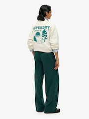 Superdry Green 100% Cotton Essential Logo Wide Leg Joggers - Image 2 of 7