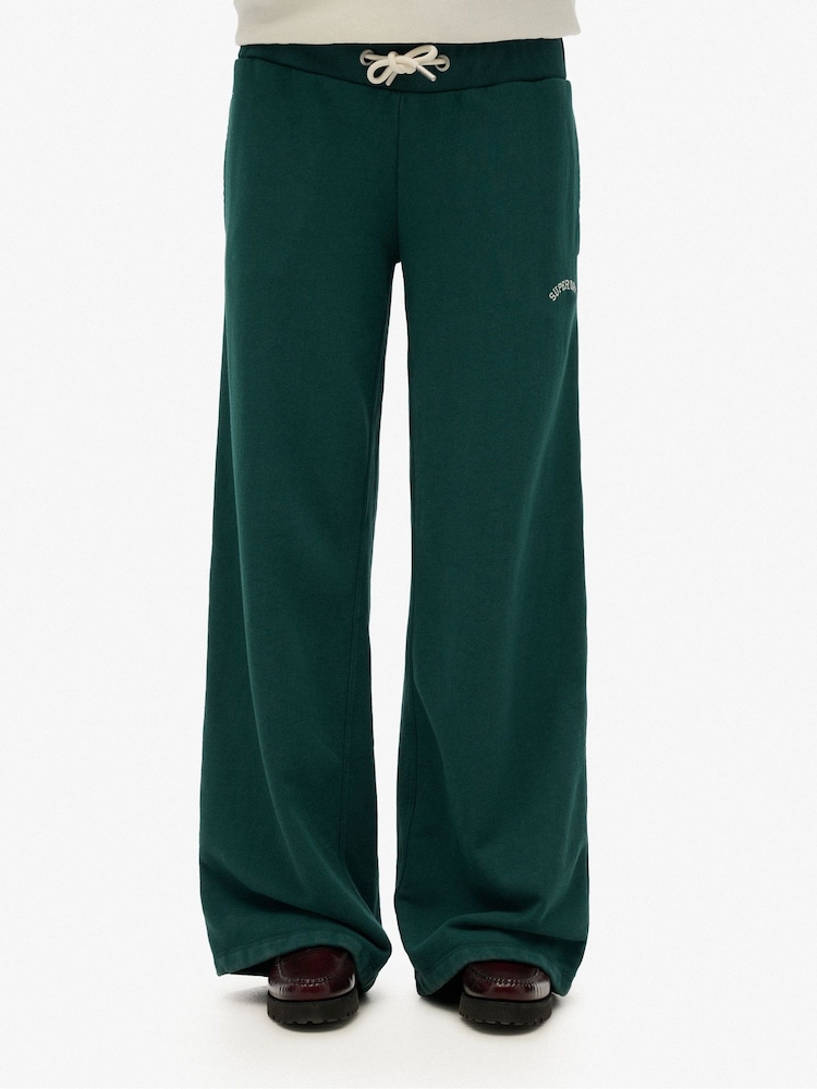 Superdry Green 100% Cotton Essential Logo Wide Leg Joggers - Image 4 of 7