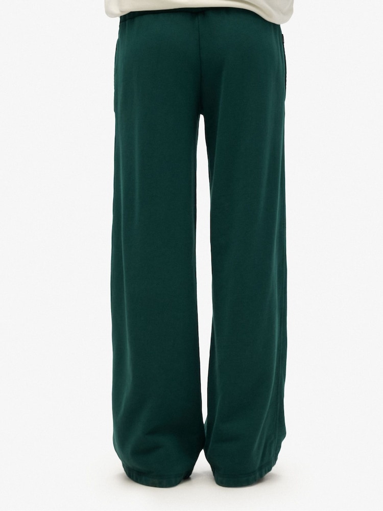 Superdry Green 100% Cotton Essential Logo Wide Leg Joggers - Image 5 of 7