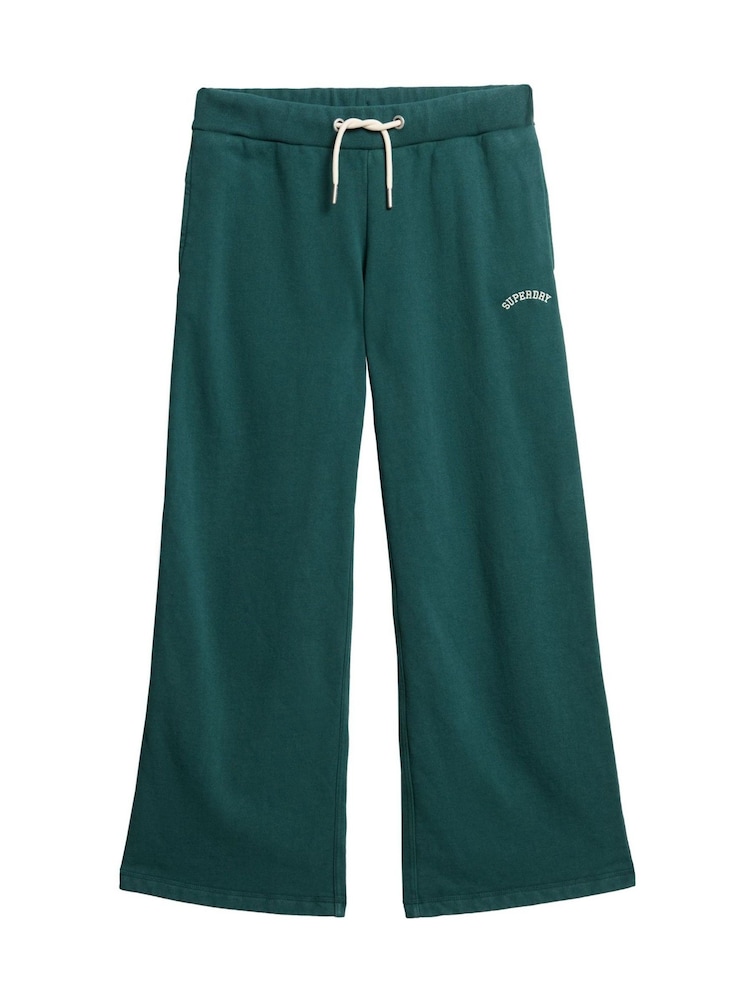 Superdry Green 100% Cotton Essential Logo Wide Leg Joggers - Image 6 of 7