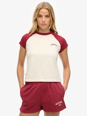 Superdry White Essential Logo Slim Fit Raglan T-Shirt - Image 1 of 5