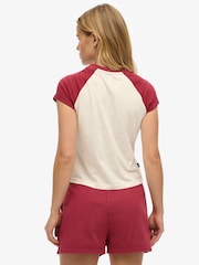 Superdry White Essential Logo Slim Fit Raglan T-Shirt - Image 2 of 5