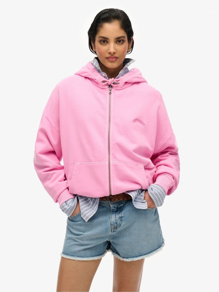 Superdry Purple Essential Logo 100% Cotton Hoodie - Image 1 of 6