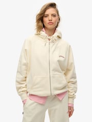 Superdry White 100% Cotton Essential Logo Osz Raglan Hoodie - Image 1 of 6