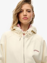 Superdry White 100% Cotton Essential Logo Osz Raglan Hoodie - Image 4 of 6