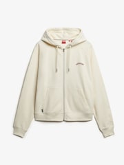 Superdry White 100% Cotton Essential Logo Osz Raglan Hoodie - Image 5 of 6