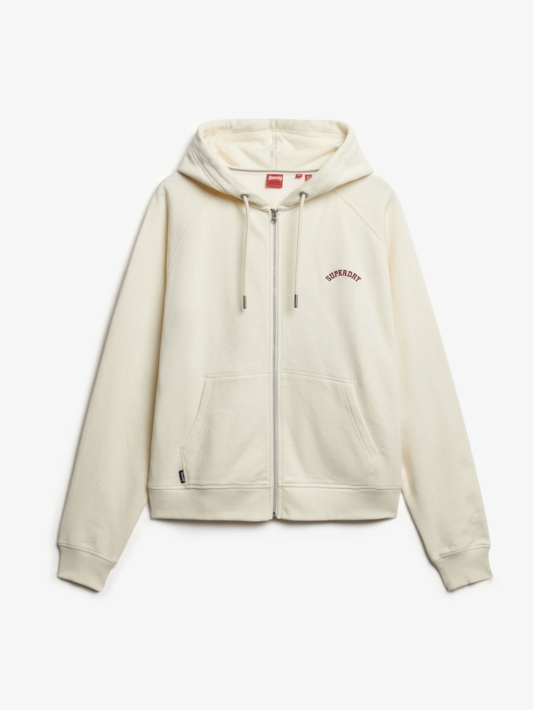 Superdry White 100% Cotton Essential Logo Osz Raglan Hoodie - Image 5 of 6