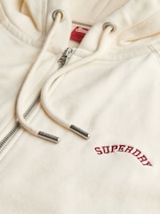 Superdry White 100% Cotton Essential Logo Osz Raglan Hoodie - Image 6 of 6