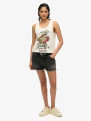 Superdry White Neo Trad Tattoo Scoop Neck 100% Cotton Tank - Image 3 of 6