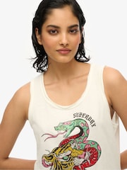 Superdry White Neo Trad Tattoo Scoop Neck 100% Cotton Tank - Image 4 of 6