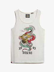 Superdry White Neo Trad Tattoo Scoop Neck 100% Cotton Tank - Image 5 of 6