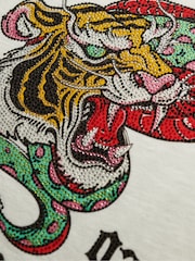 Superdry White Neo Trad Tattoo Scoop Neck 100% Cotton Tank - Image 6 of 6