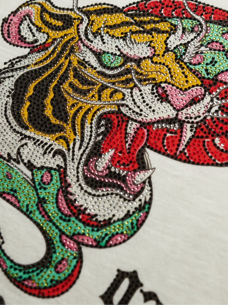 Superdry White Neo Trad Tattoo Scoop Neck 100% Cotton Tank - Image 6 of 6