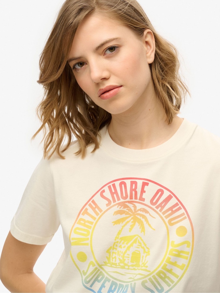 Superdry Cream Lo-Fi Outdoor Relaxed T-Shirt - Image 4 of 4