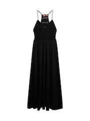 Superdry Black Lace Jersey Maxi 100% Cotton Dress - Image 4 of 5