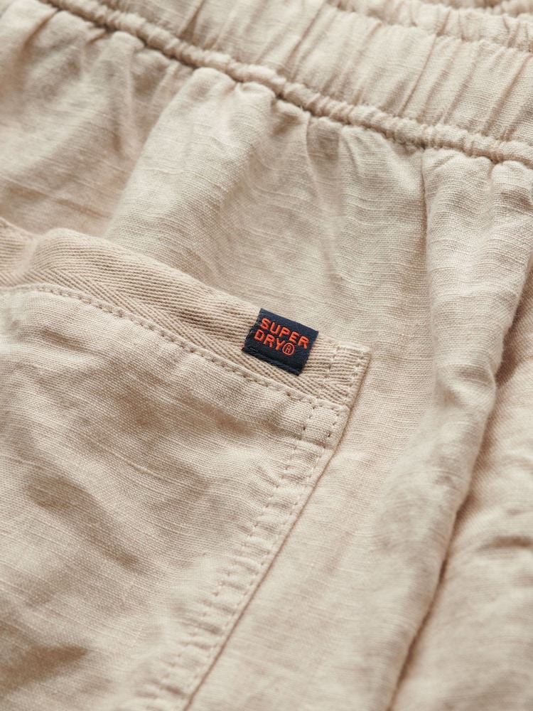 Кремовый - Superdry Linen Drawstring Trousers - Изображение 7 из 7