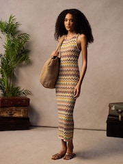 Superdry Green Zig Zag Knit Midi Dress - Image 2 of 10