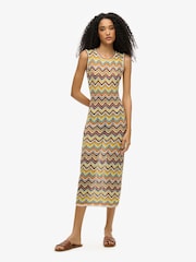 Superdry Green Zig Zag Knit Midi Dress - Image 5 of 10