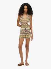 Superdry Green Zigzag Knit Plunge Halter Blouse - Image 2 of 6