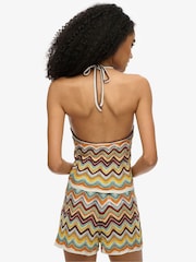 Superdry Green Zigzag Knit Plunge Halter Blouse - Image 4 of 6