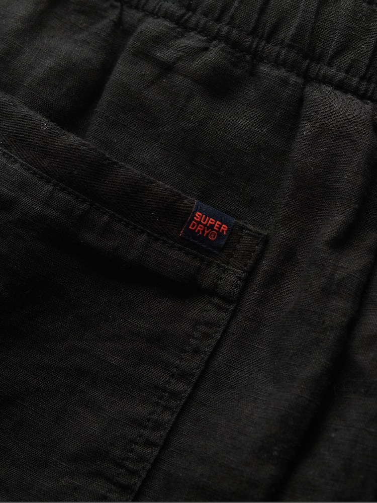 Черный - Superdry Linen Drawstring Trousers - Изображение 9 из 9