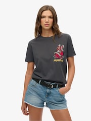Superdry Black Old School Tattoo Relaxed T-Shirt - Image 1 of 4
