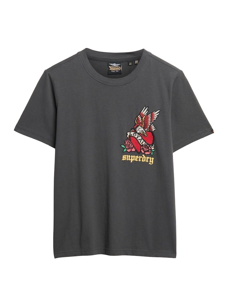 Superdry Black Old School Tattoo Relaxed T-Shirt - Image 3 of 4