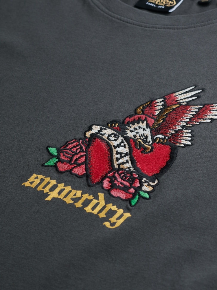 Superdry Black Old School Tattoo Relaxed T-Shirt - Image 4 of 4