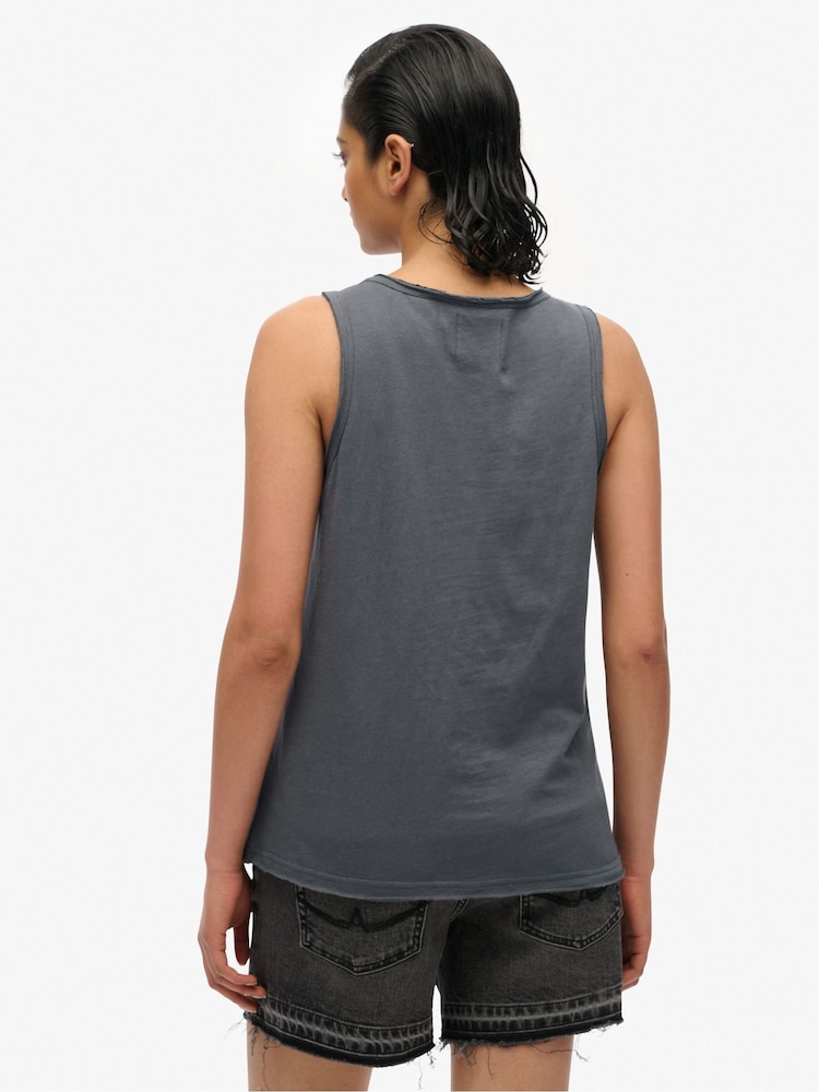 Superdry Black Neo Trad Tattoo Scoop Neck 100% Cotton Tank - Image 2 of 6