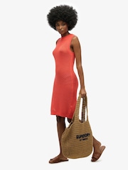 Superdry Orange 100% Cotton Chevron Crochet Mini Dress - Image 1 of 6