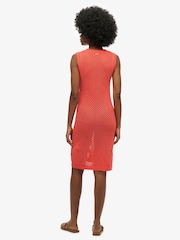 Superdry Orange 100% Cotton Chevron Crochet Mini Dress - Image 2 of 6