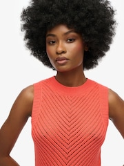 Superdry Orange 100% Cotton Chevron Crochet Mini Dress - Image 5 of 6
