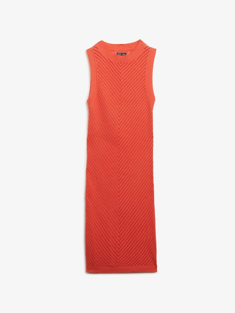 Superdry Orange 100% Cotton Chevron Crochet Mini Dress - Image 6 of 6