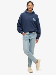 Superdry Blue Oversized Lo-Fi Outdoor 100% Cotton Hoodie - Image 3 of 6