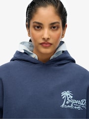 Superdry Blue Oversized Lo-Fi Outdoor 100% Cotton Hoodie - Image 4 of 6