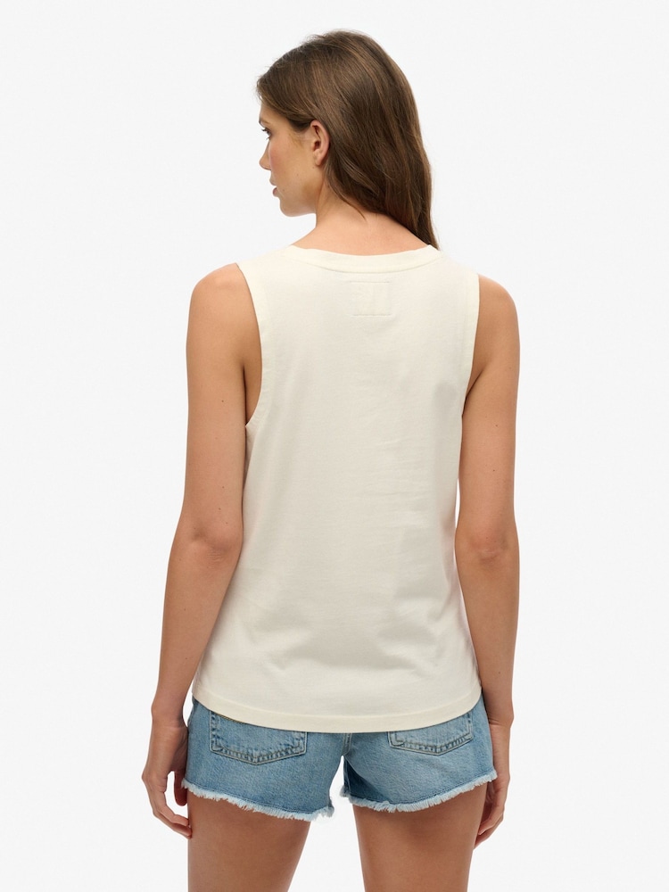 Superdry Natural 100% Cotton Vl Neon Scoop Neck Tank - Image 2 of 6