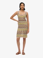 Superdry Green Zig Zag Sleeveless Knit Mini Dress - Image 2 of 5