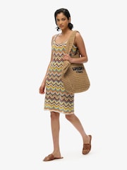 Superdry Green Zig Zag Sleeveless Knit Mini Dress - Image 4 of 5